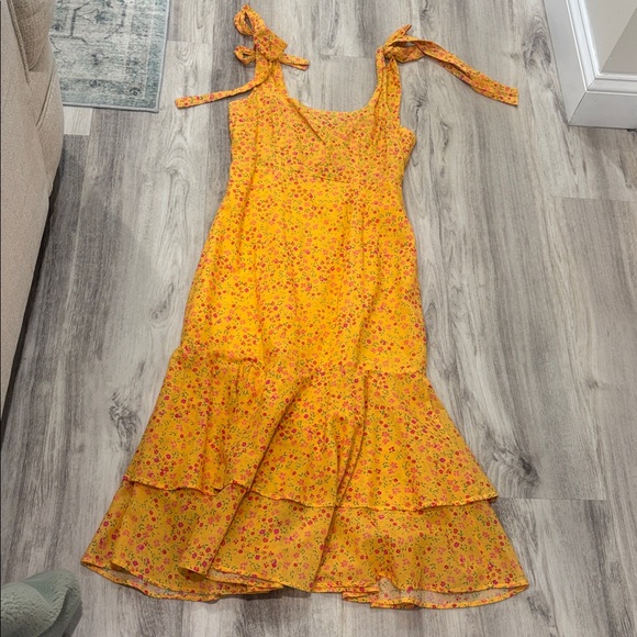 Lovers + Friends  Yellow Floral Ditsy Day Keeper midi dress size small - Picture 5 of 11